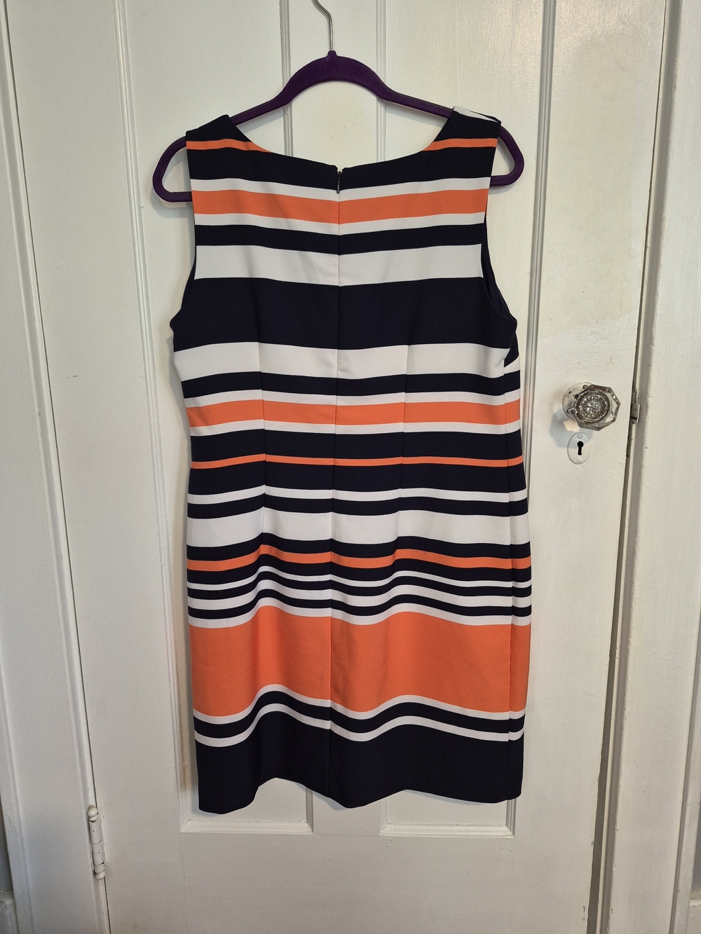 Amanda Lane Sleeveless Striped Mini Dress in Dark Blue, White & Coral/Orange - Picture 5 of 6